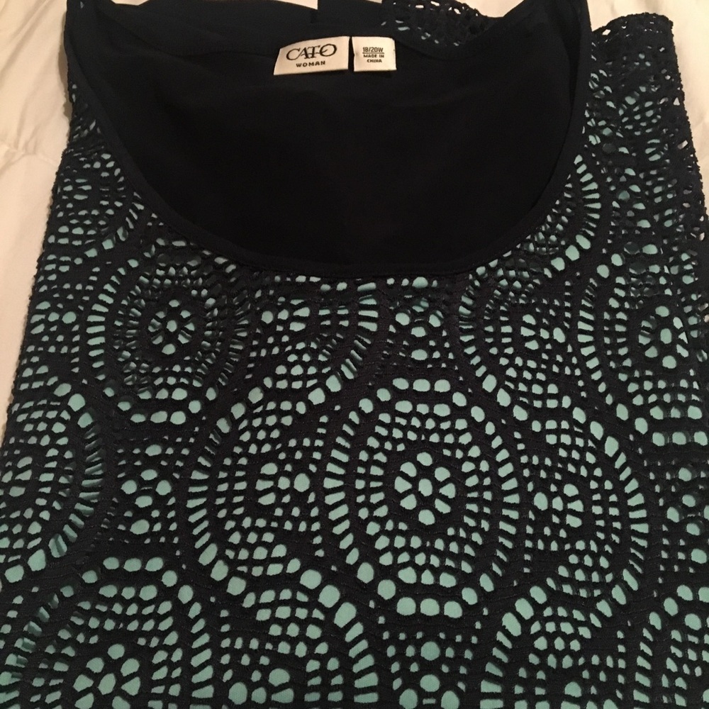 Navy over mint green top